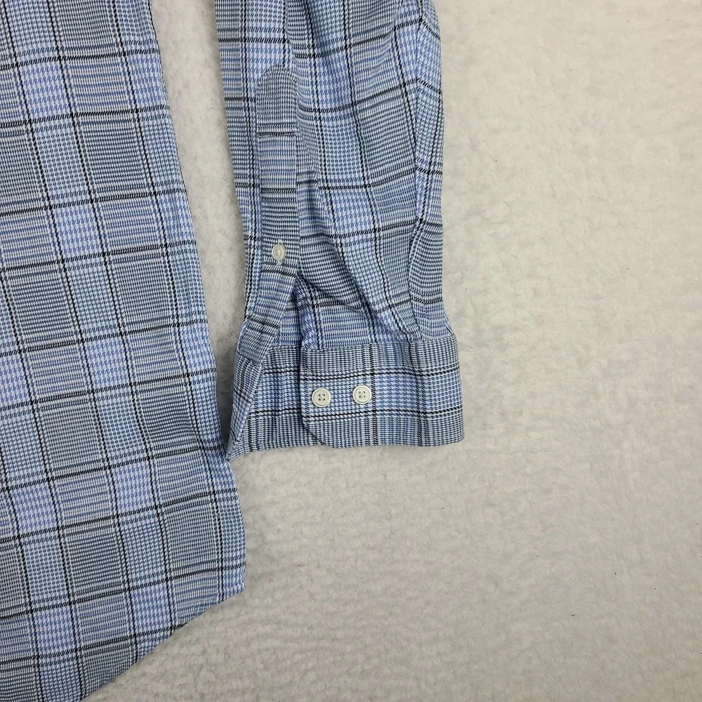 Banana‎ Republic Shirt Mens XL Blue Plaid Slim Fit Wrinkle Resistant Button Up